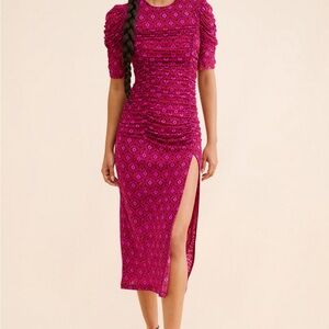 Free People Fuchsia Floral Midi Dress